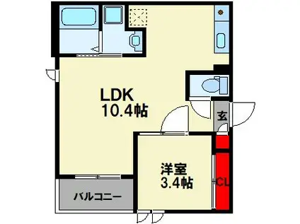REGALEST フェルン片島(1LDK/3階)の間取り写真