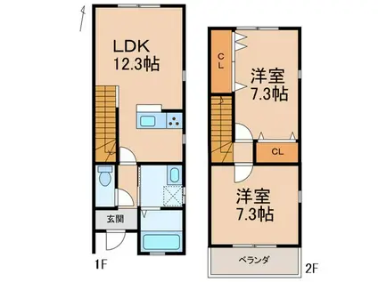 新中島メゾネット(2LDK/1階)の間取り写真