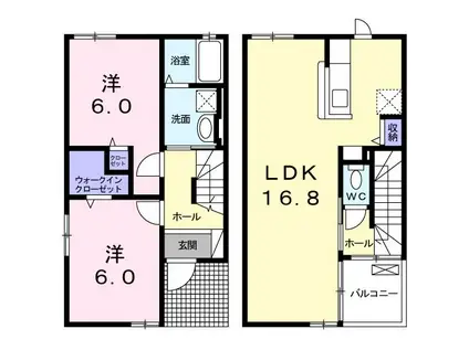 テ-ル・フェルティールE(2LDK/1階)の間取り写真