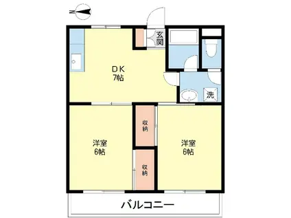 プレジデントマンション(2DK/2階)の間取り写真