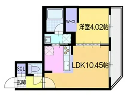 ラ・シュエット栄通D(1LDK/2階)の間取り写真