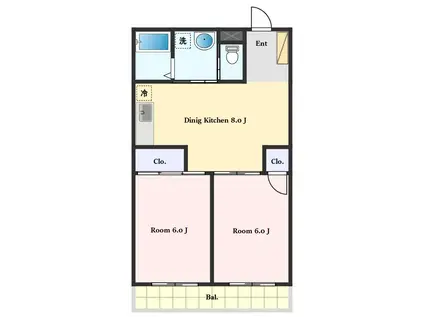パストラル駒沢(2DK/1階)の間取り写真