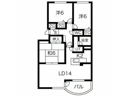 ウイングコート(3LDK/1階)の間取り写真