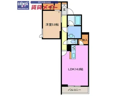 シャーメゾン松阪中央(1LDK/3階)の間取り写真