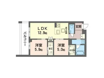 コン・フィオーレ(2LDK/1階)の間取り写真