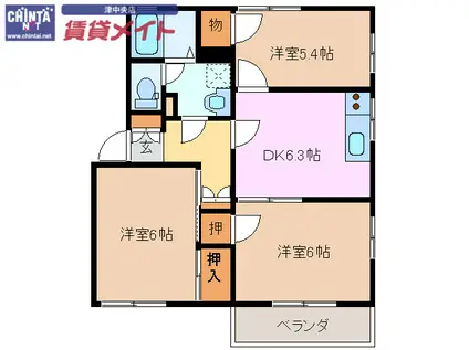 リゾナーレ(2LDK/1階)の間取り写真