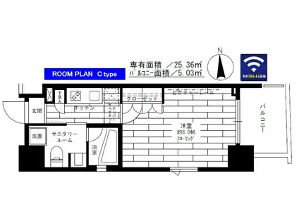 ステージファーストつつじヶ丘アジールコート(1K/15階)の間取り写真