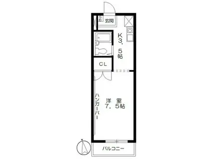 フラット・ベルビル(1K/2階)の間取り写真