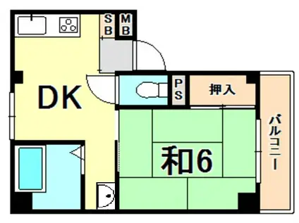 MFハイツ熊内(1DK/3階)の間取り写真