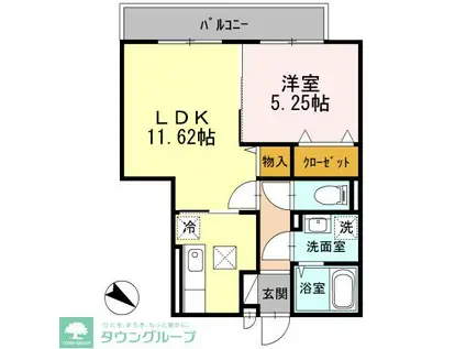 エスポワールB(1LDK/2階)の間取り写真