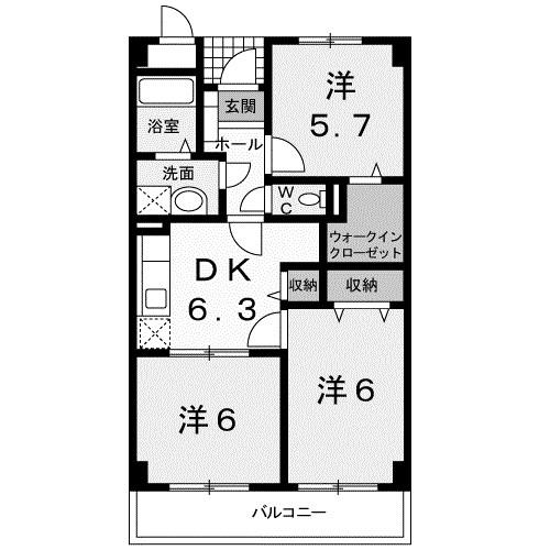 双藤マンション(3DK/3階)の間取り写真