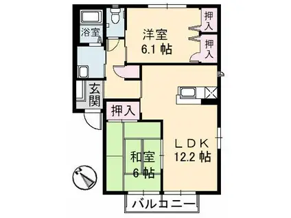 パティオ6(2LDK/2階)の間取り写真