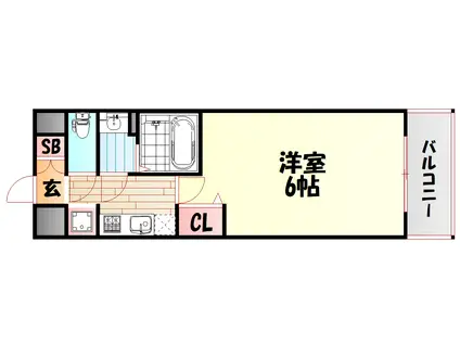 エステムコート難波サウスプレイスVIIハイド(1K/6階)の間取り写真