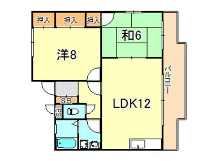 サングリーン衣笠(2LDK/3階)の間取り写真