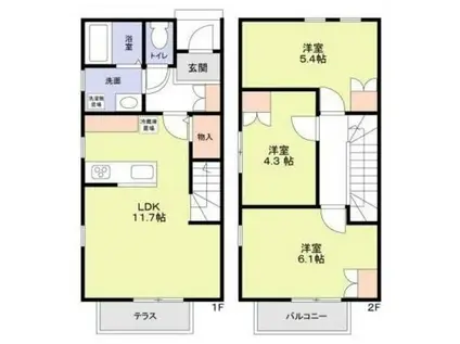 コンフォート松原(3LDK/1階)の間取り写真