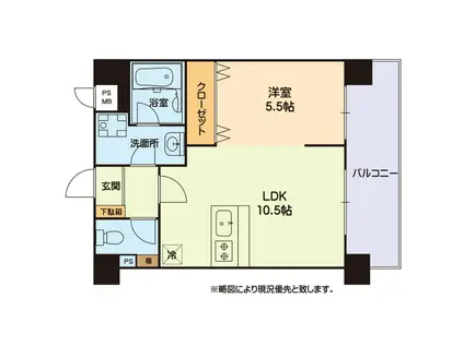 ドゥ・アンディオール近見(1LDK/6階)の間取り写真