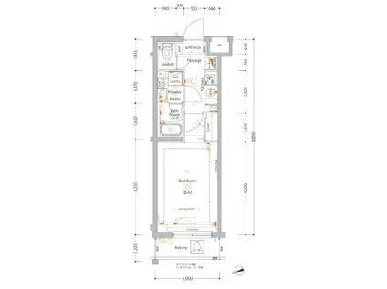 エストゥルース(1K/2階)の間取り写真