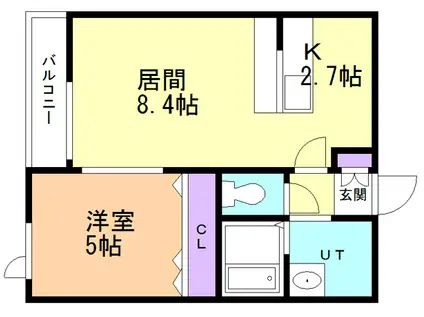 エクスセンス(1LDK/1階)の間取り写真