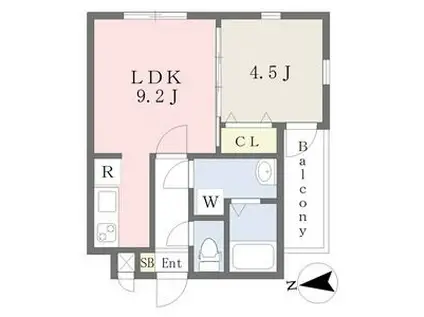 MOVE山王ウエスト(1LDK/3階)の間取り写真