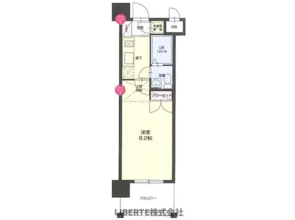 NO.66 2100 GUARANTEE 21 ORIENT BLD(1K/14階)の間取り写真