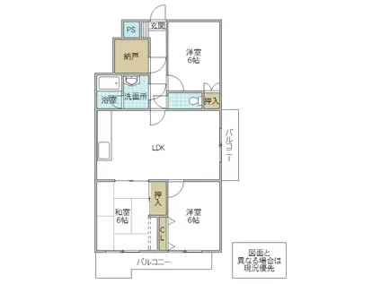 パークヒルズマルキ3(3SLDK/2階)の間取り写真