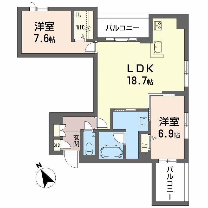 クレイエール(2LDK/2階)の間取り写真