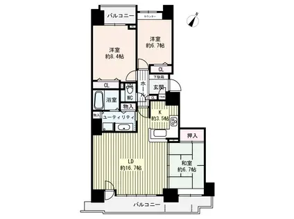 ヴェルビュ小樽富岡(3LDK/2階)の間取り写真