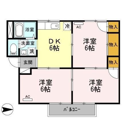 グリーンパーク井上(3DK/1階)の間取り写真