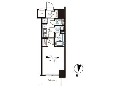 メイクスデザイン両国ノース(1K/9階)の間取り写真