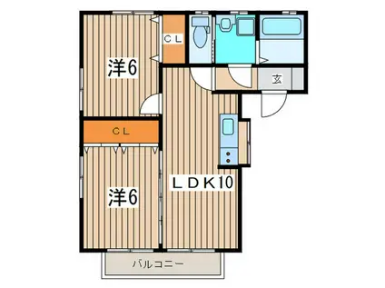 ハイツオクツ II(2LDK/1階)の間取り写真
