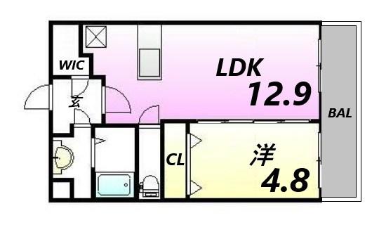 ラフィネコート(1LDK/1階)の間取り写真