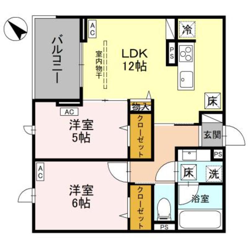 NOBLE VILLA浦和美園(2LDK/1階)の間取り写真