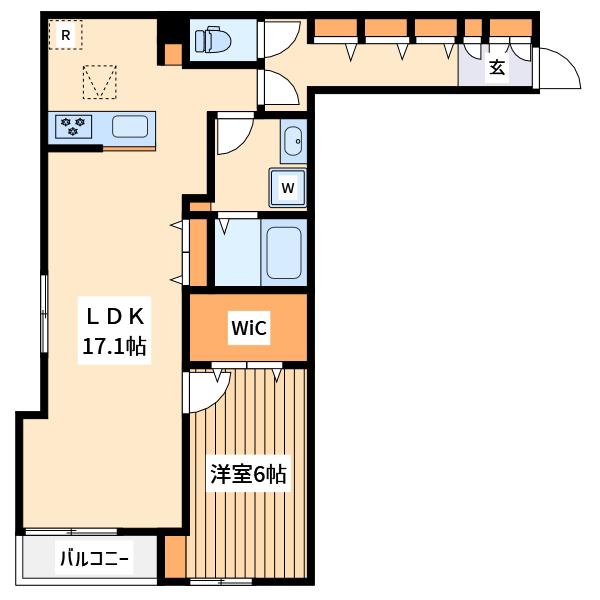 ピースコート登戸Ⅵ(1LDK/1階)の間取り写真