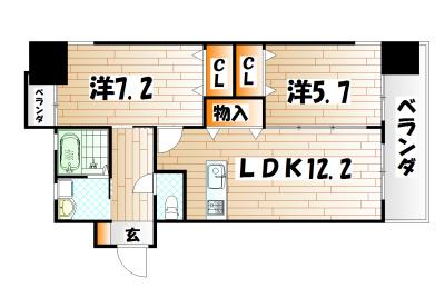 レジェンド砂津(2LDK/2階)の間取り写真