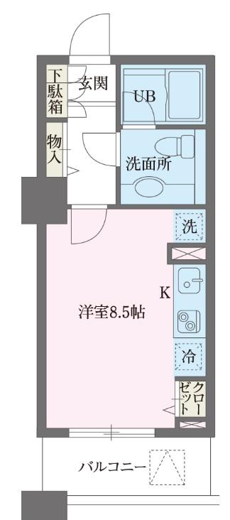 ドゥーエ横浜駅前(ワンルーム/8階)の間取り写真