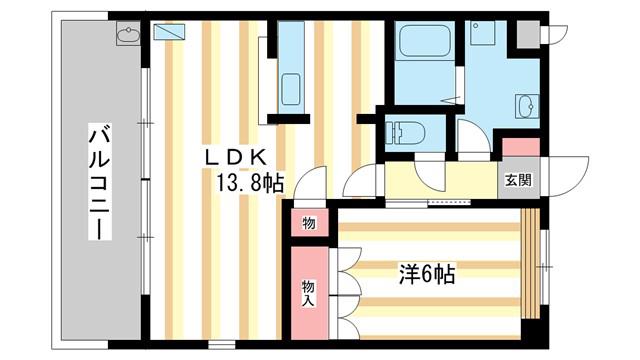 グランディール四条A棟(1LDK/2階)の間取り写真