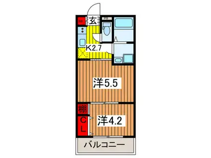 SUNSHINE七里(2K/2階)の間取り写真