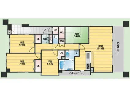 セレッソコート千里中央アネックス(4LDK/4階)の間取り写真