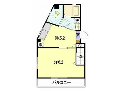 近藤ビル(1DK/2階)の間取り写真