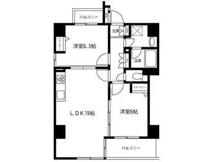 ルクソールスター(2LDK/6階)の間取り写真
