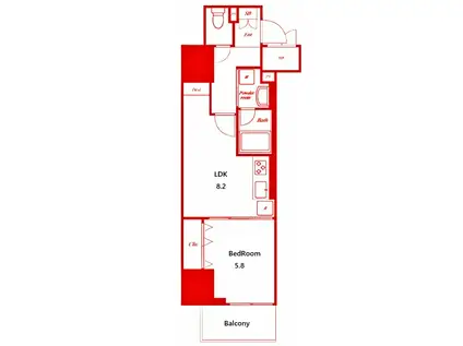 ラフィシア関内(1LDK/3階)の間取り写真
