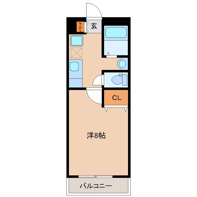 エクシアS(1K/2階)の間取り写真