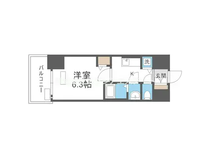 プレサンス大阪ゲートシティ(1K/11階)の間取り写真