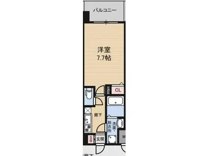 ALZA立売堀(1K/4階)の間取り写真