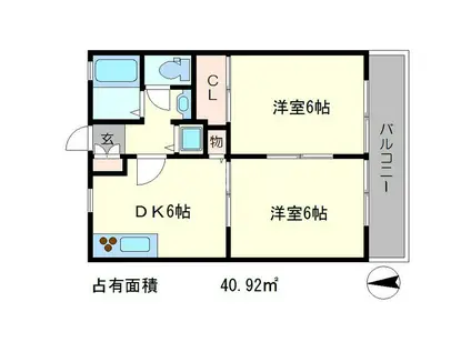 サンガーデン堂ノ上(2DK/2階)の間取り写真