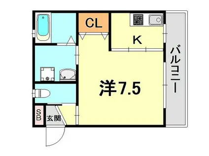 エスポワールカナヤ(1K/2階)の間取り写真