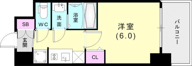 プレサンス神戸水木通ルミエス(1K/15階)の間取り写真