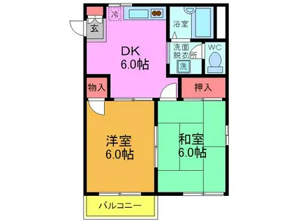 パールハイツ堀江(2K/1階)の間取り写真