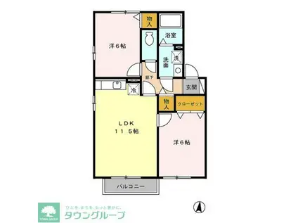 セードル小川A(2LDK/2階)の間取り写真