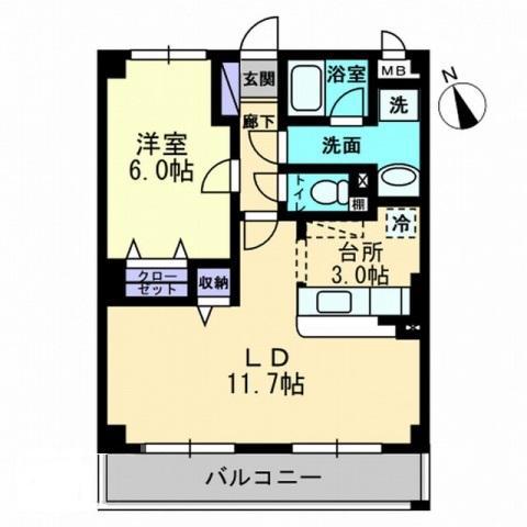 ヴィラブライトン(1LDK/1階)の間取り写真